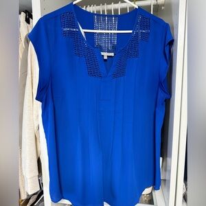 Daniel Rainn Royal Blue Blouse with Cutout Detail